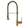 New Single Handle Pull-Down Sprayer Kitchen Faucet in Brushed Gold