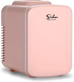 Simple Deluxe Mini Fridge, 4L/6 Can Portable Cooler & Warmer Freon-Free Small Refrigerator Provide Compact Storage for Skincare, Beverage, Food