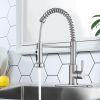 Single Handle 1 Hole High Arc Spring Kitchen Sink Faucet with 3-function Pull Down Sprayer ,Hot and Cold water pipes