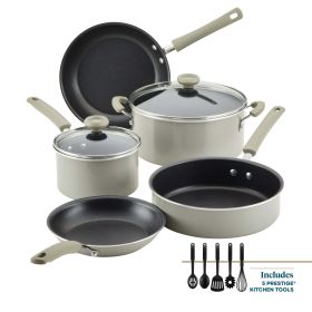 Farberware DuraStrong 12 Piece Nonstick Pots and Pans Set, Gray