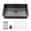 33"x19" Gunmetal Black Undermount Handmade Stainless Steel Kitchen Sink,10 Inch Deep Single Bowl Kitchen Sink