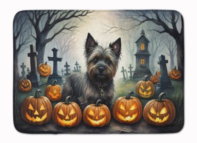 Cairn Terrier Spooky Halloween Memory Foam Kitchen Mat Machine Washable Anti-Fatigue Mat Cushion Comfort Bath Mat or Kitchen Rug