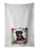 Rottweiler and Flowers Kitchen Towel Set of 2 White Dish Towels Decorative Bathroom Hand towel for Hand, Face, Hair, Yoga, Tea, Dishcloth, 19 X 28"