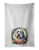 Old English Sheepdog and Flowers Kitchen Towel Set of 2 White Dish Towels Decorative Bathroom Hand towel for Hand, Face, Hair, Yoga, Tea, Dishcloth