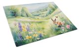 Rabbit Springtime Meadow Glass Cutting Board Decorative Tempered Glass Kitchen Cutting and Serving Board Large Size Chopping Board