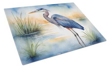 Blue Heron Emerging as the day fades Glass Cutting Board Decorative Tempered Glass Kitchen Cutting and Serving Board Large Size Chopping Board