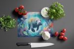 Manatee in a Dreamscape Glass Cutting Board Decorative Tempered Glass Kitchen Cutting and Serving Board Large Size Chopping Board