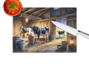 Cows Evening Milking Time Glass Cutting Board Decorative Tempered Glass Kitchen Cutting and Serving Board Large Size Chopping Board