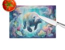 Manatee in a Dreamscape Glass Cutting Board Decorative Tempered Glass Kitchen Cutting and Serving Board Large Size Chopping Board