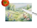 Rabbit Springtime Meadow Glass Cutting Board Decorative Tempered Glass Kitchen Cutting and Serving Board Large Size Chopping Board