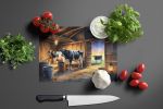 Cows Evening Milking Time Glass Cutting Board Decorative Tempered Glass Kitchen Cutting and Serving Board Large Size Chopping Board