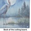 Blue Heron Under the Moonlight Glass Cutting Board Decorative Tempered Glass Kitchen Cutting and Serving Board Large Size Chopping Board