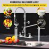 VEVOR Commercial Faucet Pre-Rinse with Sprayer, 8" Adjustable Center Wall Mount Kitchen Faucet with 12" Swivel Spout