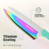 14 Pieces Fancy Rainbow Titanium Coating Kitchen Knife Set