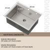 Topmount Sink 28 x 22 x 9 inch - Drop-in Sink 16 Gauge SUS304 - Single Bowl Stainless Steel Kitchen Sink