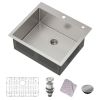 25 x 22 inch Drop-in or Topmount 16 Gauge R10 SUS304 Single Bowl Stainless Steel Kitchen Sink