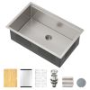 30 x 19 Inch Workstation Ledge Handmade Undermount Kitchen Sink SUS304 Stainless Steel 16 Gauge Single Bowl Sink