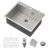 Topmount Sink 28 x 22 x 9 inch - Drop-in Sink 16 Gauge SUS304 - Single Bowl Stainless Steel Kitchen Sink