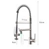 Double Handle LED Kitchen Sink Faucet With Pull Down Sprayer Single Hole Spring Modern Sink Tap in Brushed Nickel