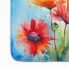 Gerbera Daisies in Watercolor Memory Foam Kitchen Mat Machine Washable Anti-Fatigue Mat Cushion Comfort Bath Mat or Kitchen Rug