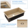 33inch Undermount Workstation Single Bowl NANO Marble Coating Stainless Steel Kitchen Sink whit Cutting Board, Strainer, Bottom Grid, colander