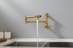 Pot Filler Faucet Wall Mount Pot Filler Faucet, Modern Brass Pot Filler Two-Attachment Wall Mount Folding Kitchen Pot Filler Swing Arm