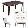 6-Piece Kitchen Dining Table Set, 60" Rectangular Table and 4 High-Back Tufted Chairs & 1 Bench for Dining Room and Kitchen (Espresso)