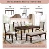 6-Piece Kitchen Dining Table Set, 60" Rectangular Table and 4 High-Back Tufted Chairs & 1 Bench for Dining Room and Kitchen (Espresso)