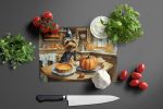 NEW Silky Terrier Fall Kitchen Pumpkins Glass Cutting Board Decorative Tempered Glass Kitchen Cutting and Serving Board Large Size Chopping Board