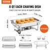 VEVOR Chafing Dish Buffet Set, 8 Qt 6 Pack, Stainless Chafer with 6 Full Size Pans