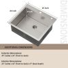 25 x 22 inch Drop-in or Topmount 16 Gauge R10 SUS304 Single Bowl Stainless Steel Kitchen Sink