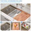 33inch Undermount Workstation Single Bowl NANO Marble Coating Stainless Steel Kitchen Sink whit Cutting Board, Strainer, Bottom Grid, colander