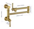 Pot Filler Faucet Wall Mount Pot Filler Faucet, Modern Brass Pot Filler Two-Attachment Wall Mount Folding Kitchen Pot Filler Swing Arm