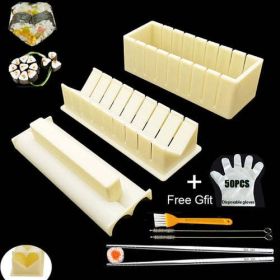 Iyounice 11pcs/set Sushi Maker Equipment Kit,japanese Rice Ball Cake (Color: Transparent)