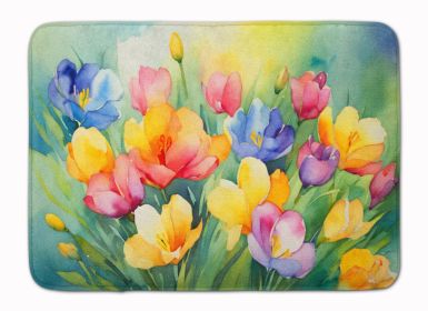 Freesias in Watercolor Memory Foam Kitchen Mat Machine Washable Anti-Fatigue Mat Cushion Comfort Bath Mat or Kitchen Rug (Default: Default)