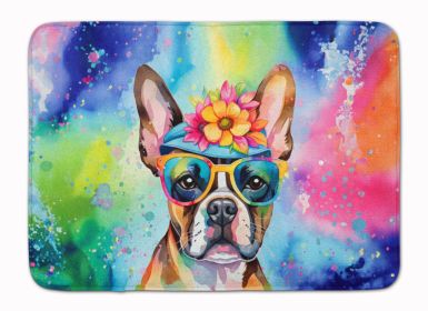 Boston Terrier Hippie Dawg Memory Foam Kitchen Mat Machine Washable Anti-Fatigue Mat Cushion Comfort Bath Mat or Kitchen Rug (Default: Default)