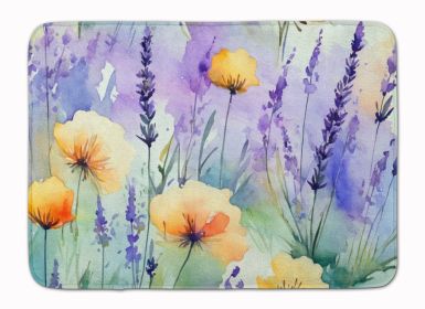 Lavender in Watercolor Memory Foam Kitchen Mat Machine Washable Anti-Fatigue Mat Cushion Comfort Bath Mat or Kitchen Rug (Default: Default)