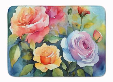 Roses in Watercolor Memory Foam Kitchen Mat Machine Washable Anti-Fatigue Mat Cushion Comfort Bath Mat or Kitchen Rug (Default: Default)