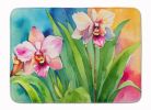 Orchids in Watercolor Memory Foam Kitchen Mat Machine Washable Anti-Fatigue Mat Cushion Comfort Bath Mat or Kitchen Rug