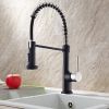 The new model is beautiful and durable Single Handle Pull-Down Sprayer Kitchen Faucet in Black+Gold