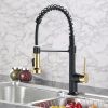 The new model is beautiful and durable Single Handle Pull-Down Sprayer Kitchen Faucet in Black+Gold