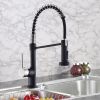 The new model is beautiful and durable Single Handle Pull-Down Sprayer Kitchen Faucet in Black+Gold