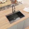 Aqucubic Gunmetal Black CUPC Handmade 304 Stainless Steel Topmount Kitchen Sink with Accessories and faucet